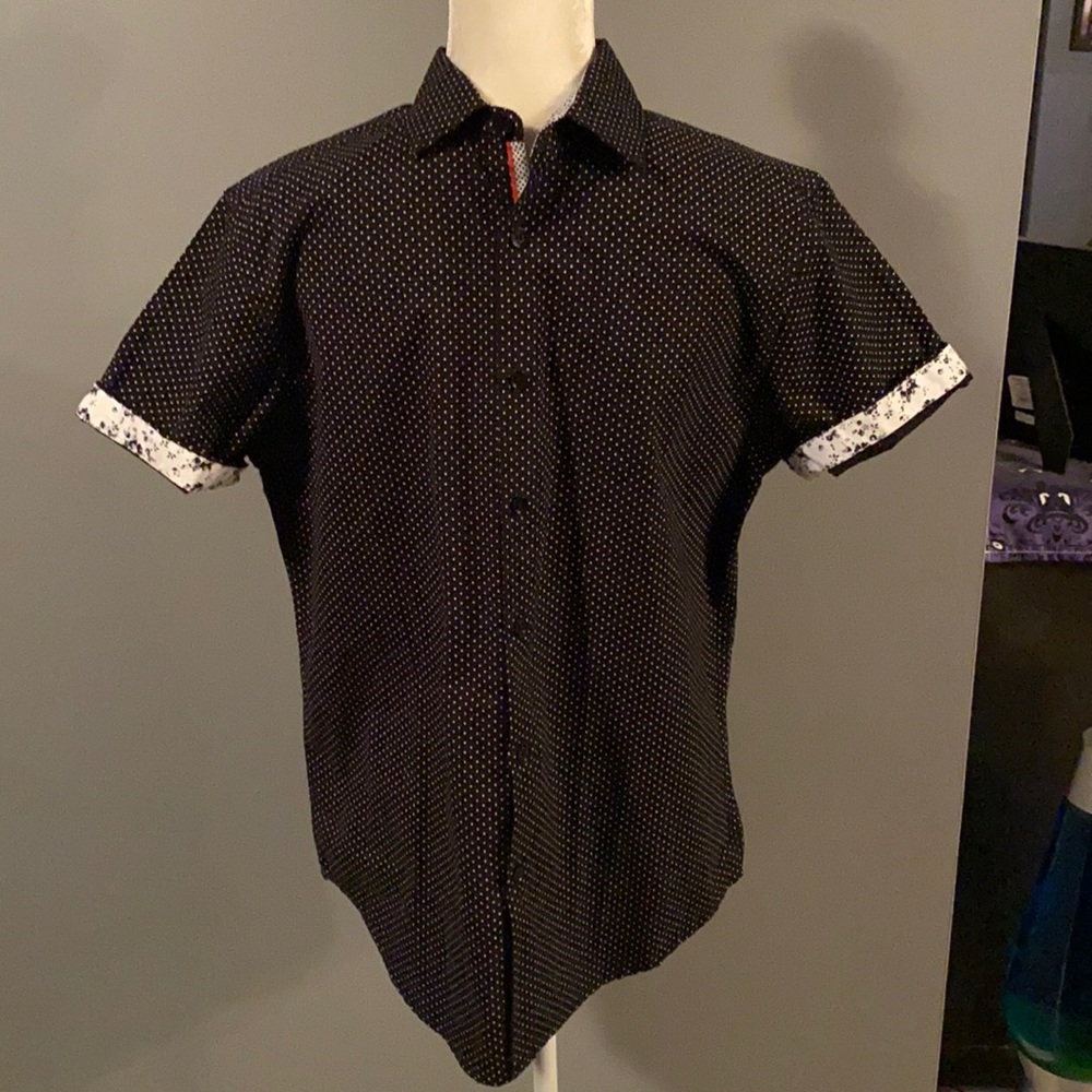 Denim & Flower black and white dot - medium